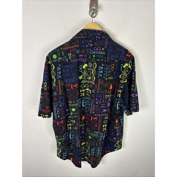Novelty Science Math Print Button Front Shirt Black Multicolor Men’s XXL STEM - Picture 4 of 4